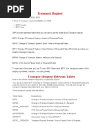 Transport Request Relevant Tables