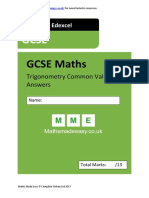 GCSE Maths: Trigonometry Common Values Answers