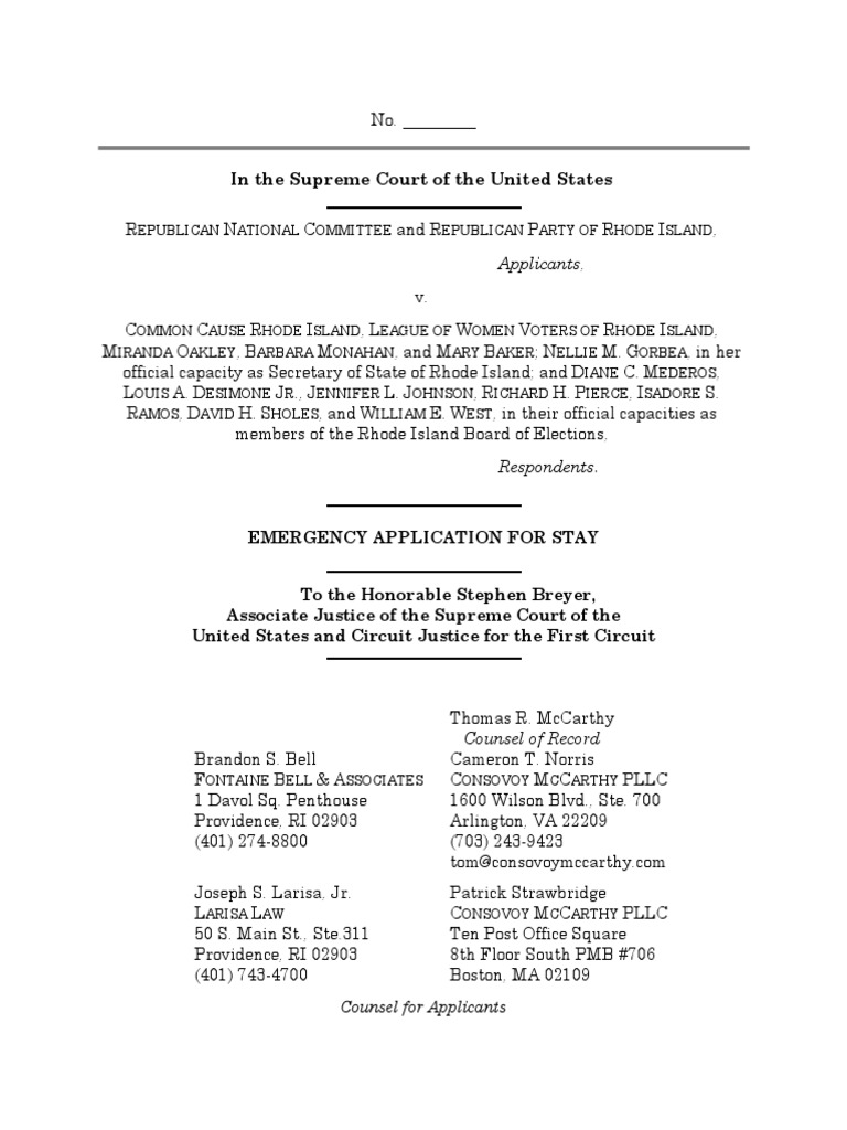 RNC v. Common Cause RI Stay Application Download Free PDF Consent