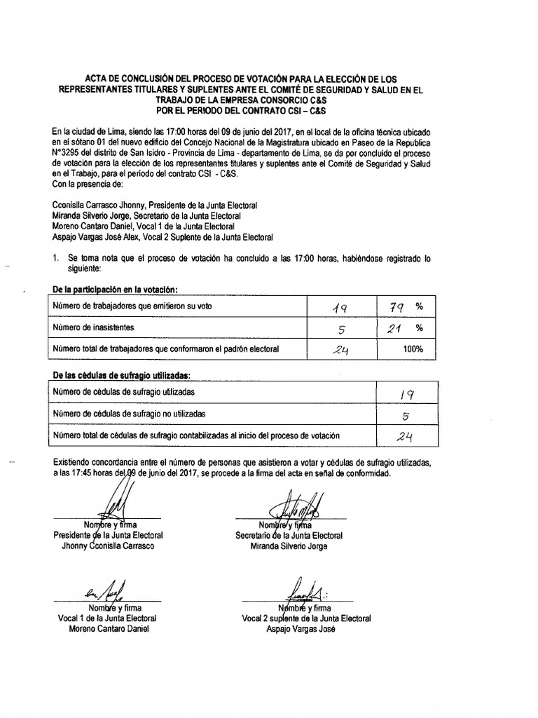 Acta de Conclucion de Proceso | PDF