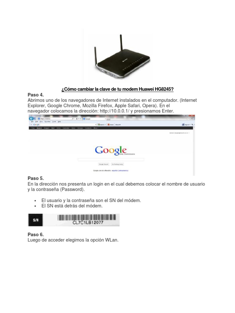 Image result for Cambiar clave modem Huawei HG8245 | PDF