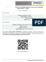 Constancia de Registro Del Informe Mensual de Las Actividades Realizadas - Junio