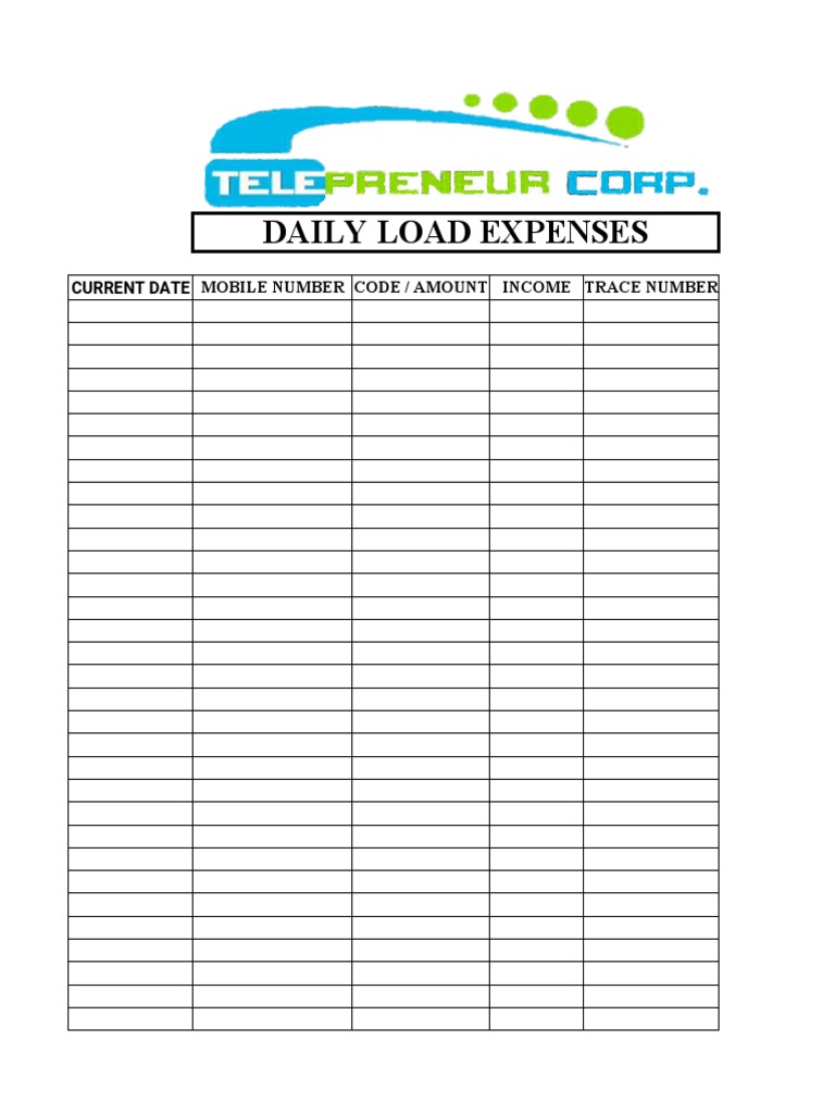 Daily Load Expense Tracker Template | PDF