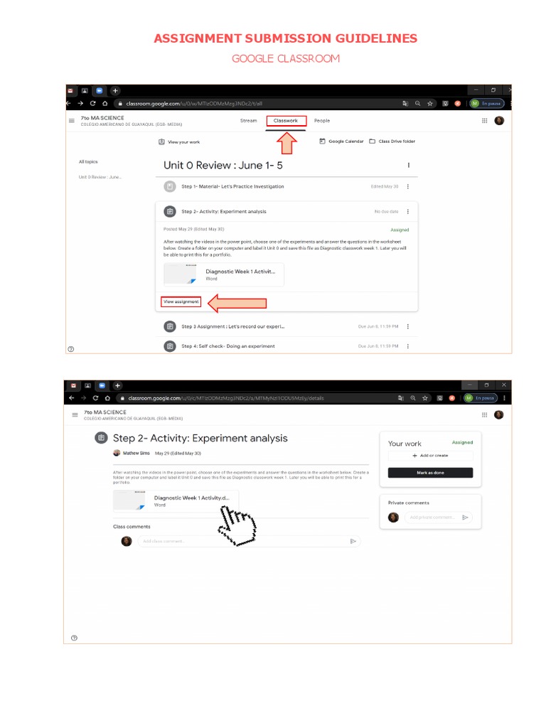 Google Classroom Assignment Submission Guide | PDF