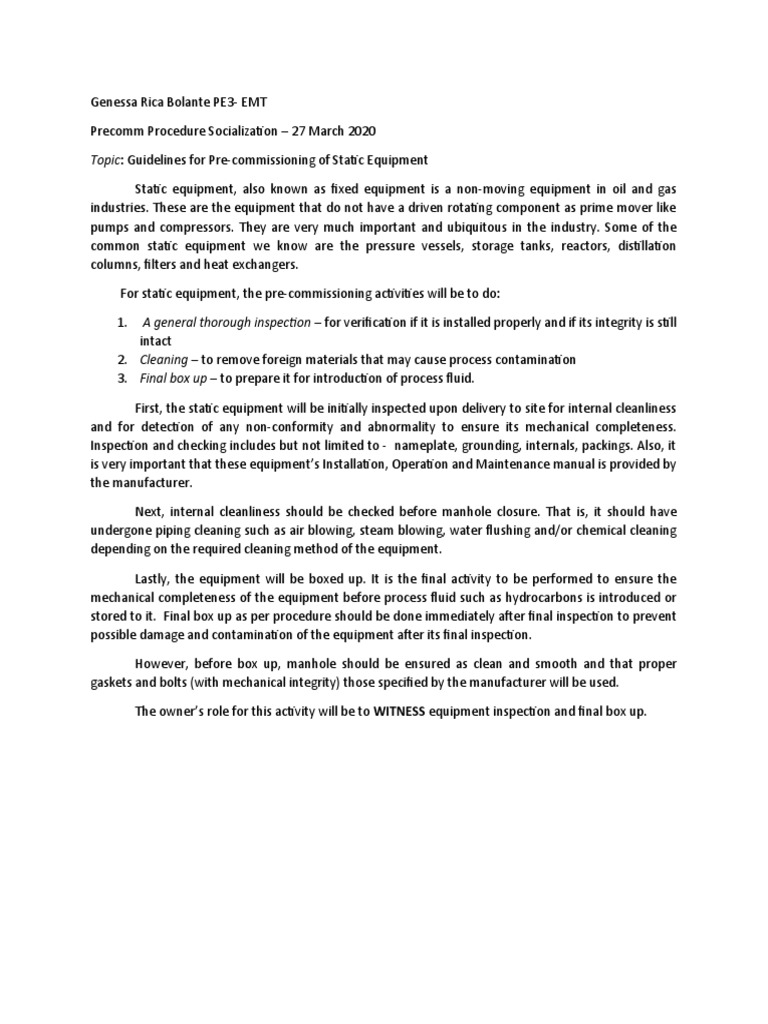 Precomm Learning Summary Static Equipment | PDF | Computers ...