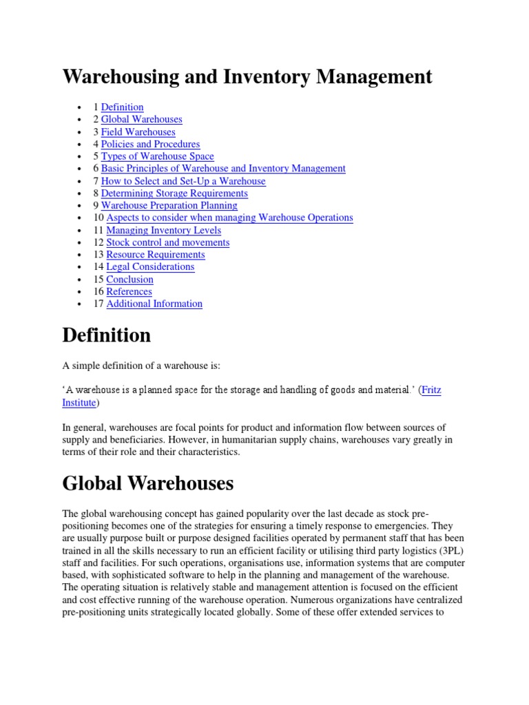 Warehouse and Inventory Management Guide | PDF | Lease | Warehouse