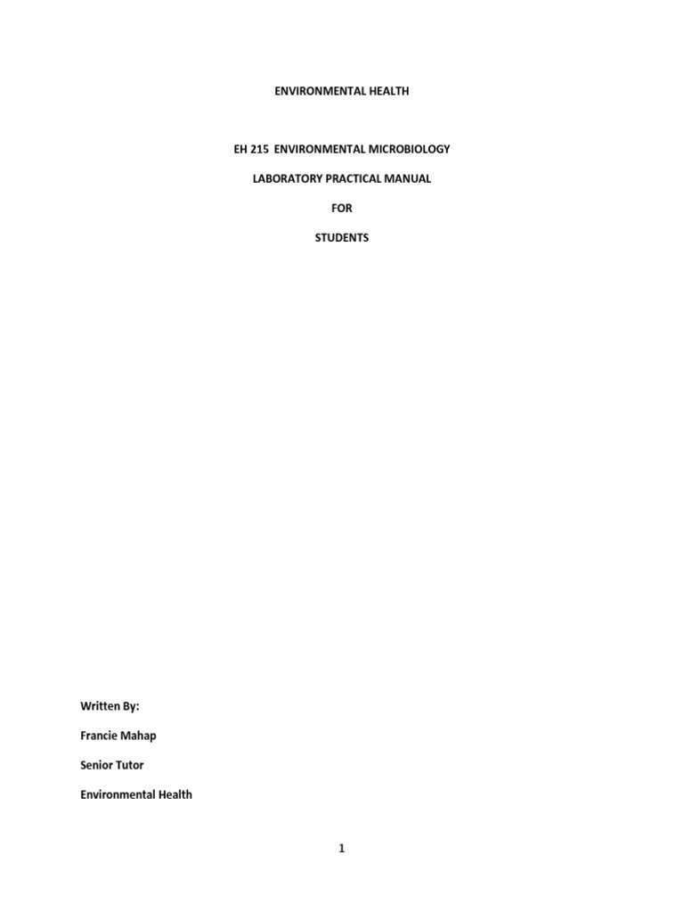 Environmental Microbiology Lab Manual | PDF | Staining | Growth Medium