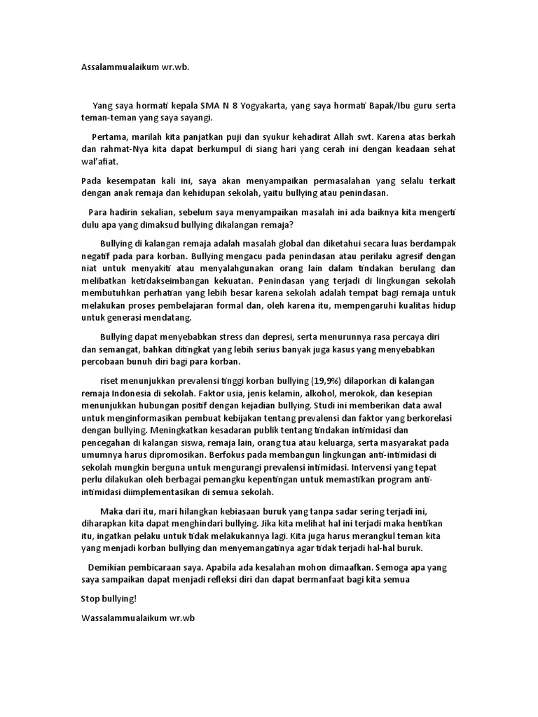 Pidato Bullying Pada Remaja PDF