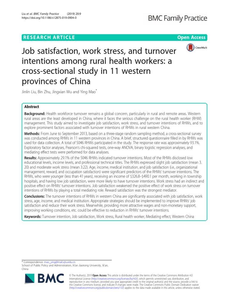 Job Satisfaction Work Stress and Turnover Intentio | PDF | Occupational ...
