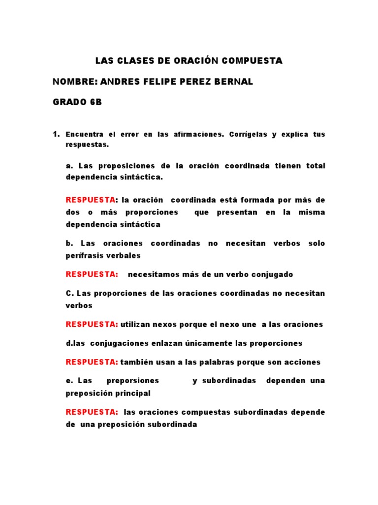 Ejemplos Y Tipos De Oraciones Compuestas Tipos De Oraciones Cloobx