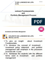 Investment Fundamentals and Portfolio Management Process: Kolehiyo NG Lungsod NG Lipa