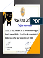 World Virtual Conferences: Certificate of Appreciation