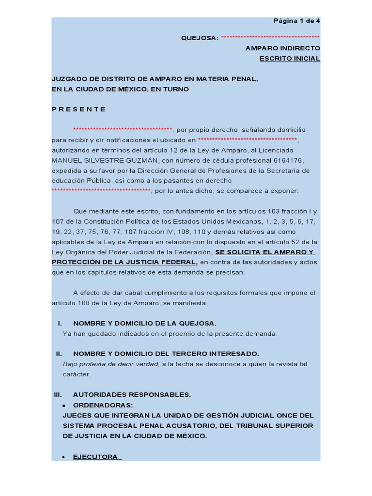 Amparo Indirecto Contra Orden de Aprensión | PDF | Violación | Ciudad ...