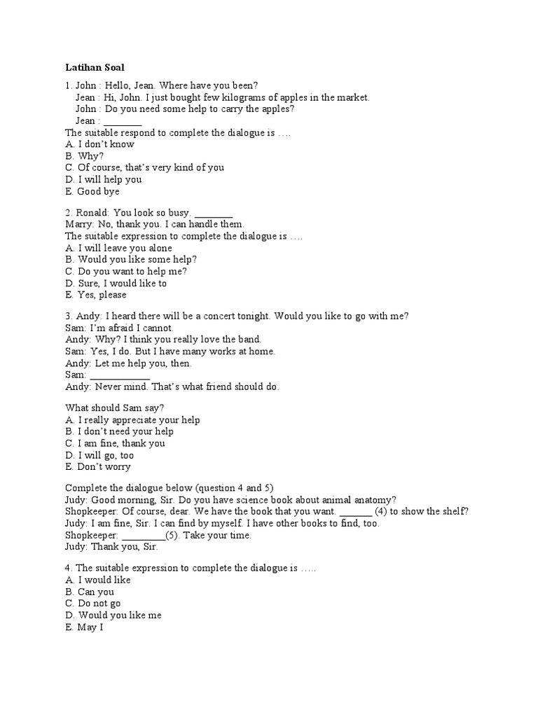 Dialogue Completion Exercises | PDF | Business
