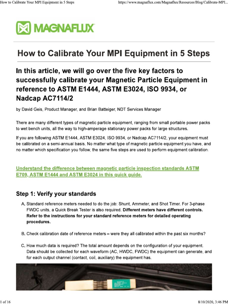 How To Calibrate MPI Equipment in 5 Steps 01 | PDF