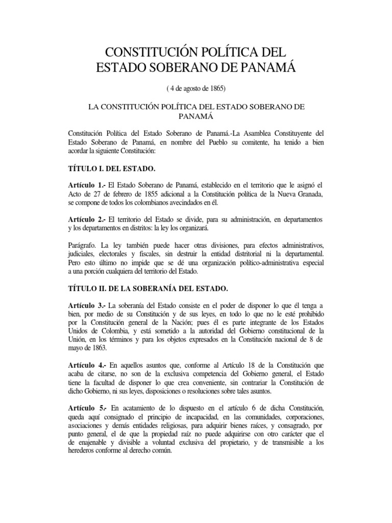 Constitucion Politica 1865 PDF | PDF | Presidentes de los Estados ...