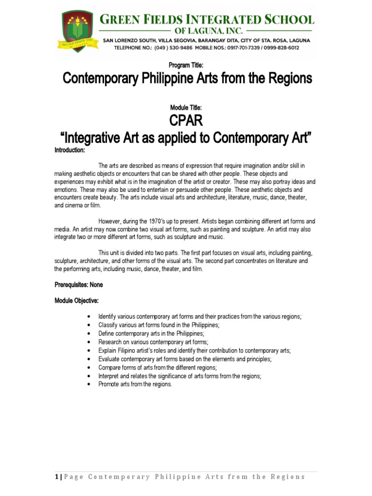 MODULE CPAR Whole 1st Quarter | PDF | Paintings | Church (Building)