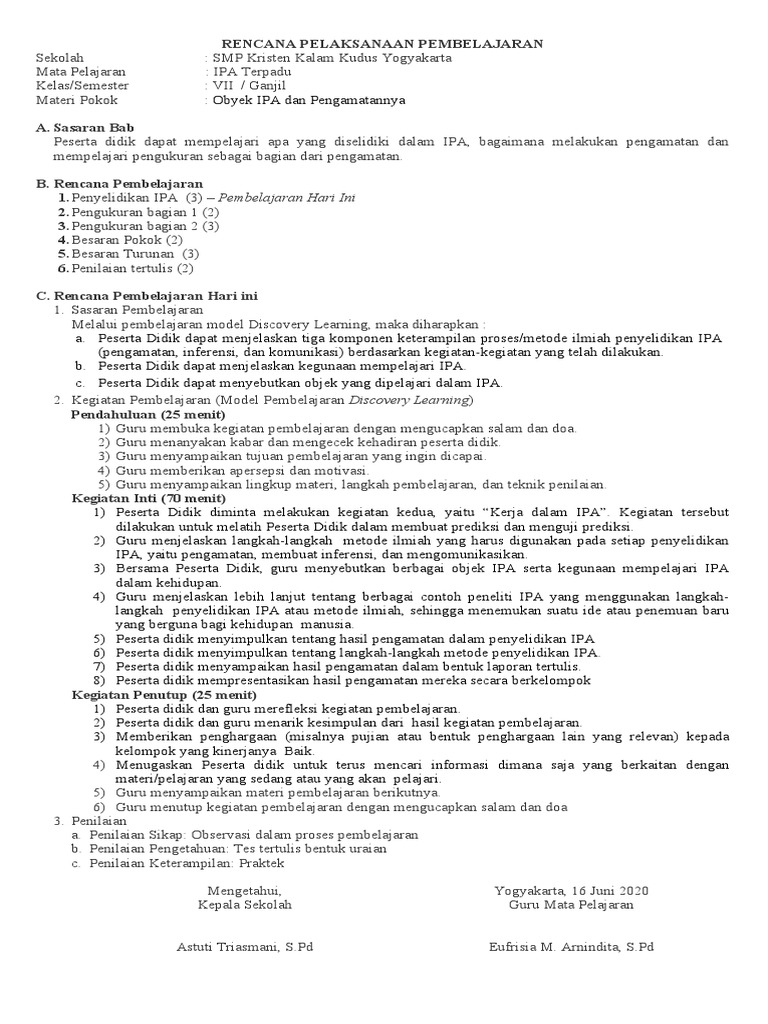 Draft Revisi Rpp Merdeka Belajar 7 1 Pdf