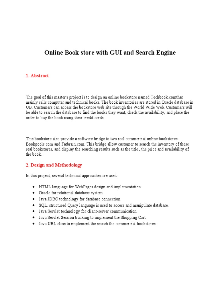 Online Bookstore Search Engine Design | PDF | Databases | Java ...