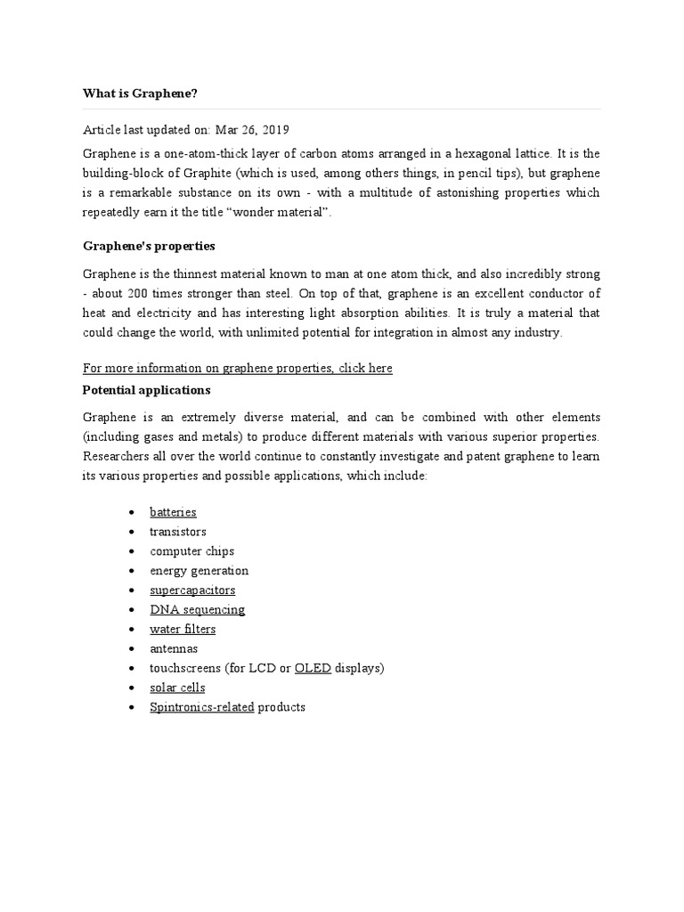 What Is Graphene? PDF Graphene Materials Science