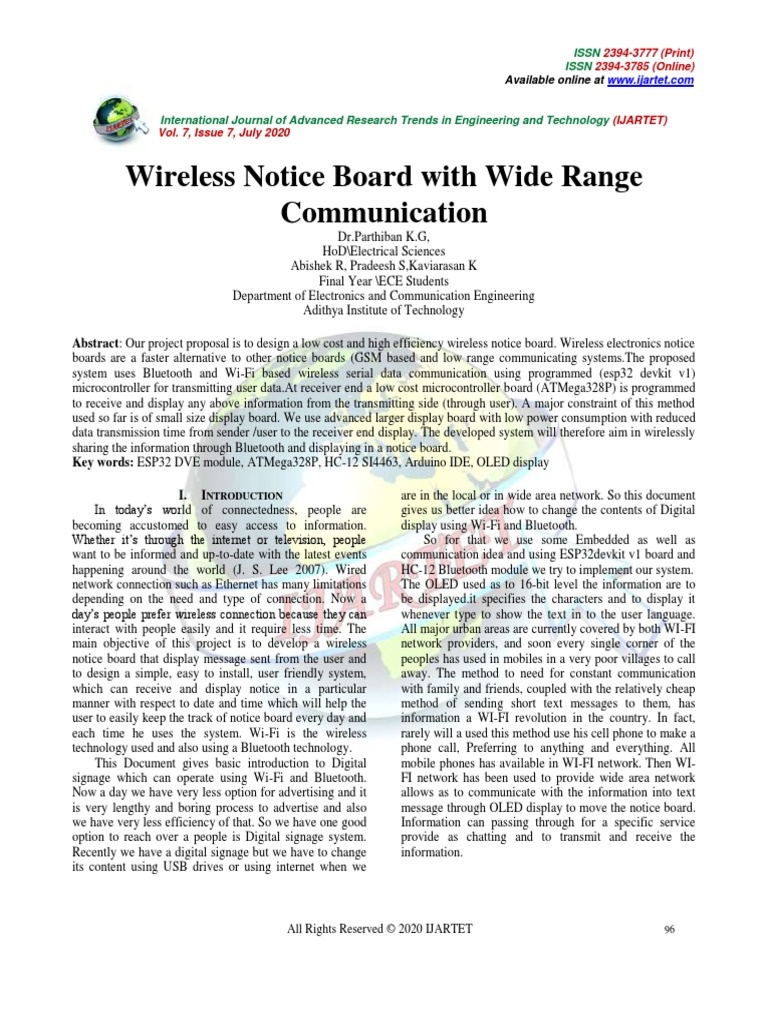 Wireless Notice Board With Wide Range PDF Wi Fi Wireless