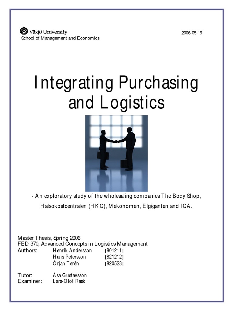 Purchasing and Logistics Integration Study | PDF | Supply Chain | Logistics