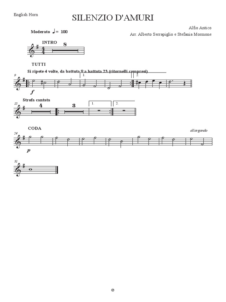 SILENZIO D'AMURIcorno Inglese
