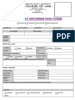 Student Information Form: College of Law