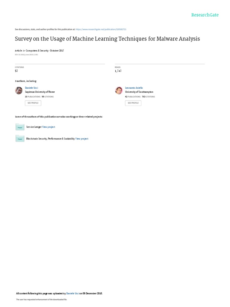 Machine Learning for Malware Analysis Survey | PDF