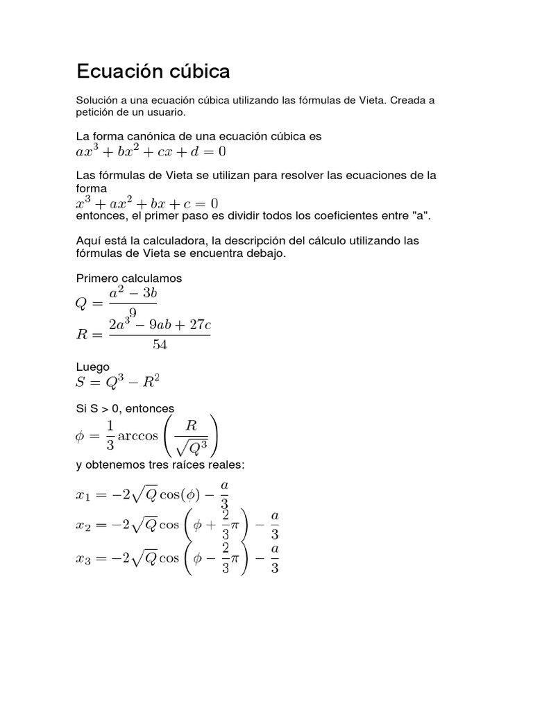 Ecuación Cúbica Vieta | PDF | Métodos y materiales de enseñanza