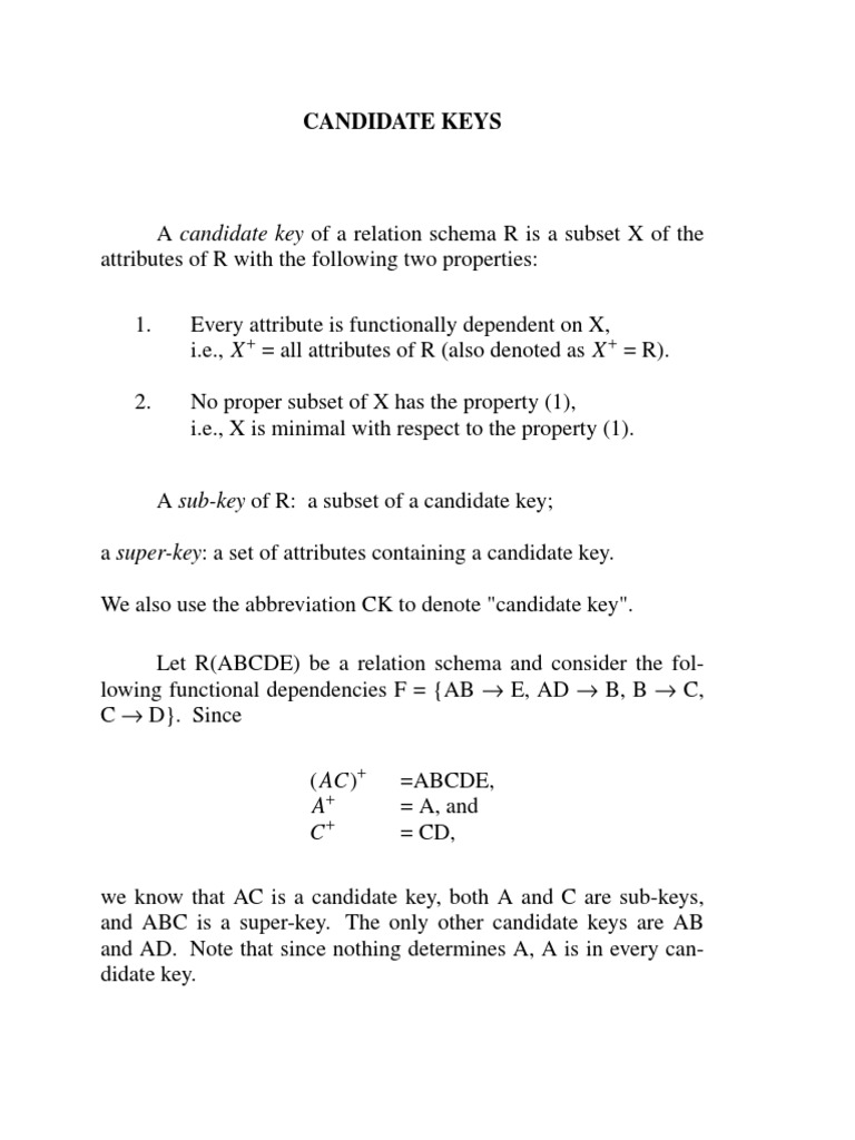 Understanding Candidate Keys and Normalization | PDF | Data Model ...