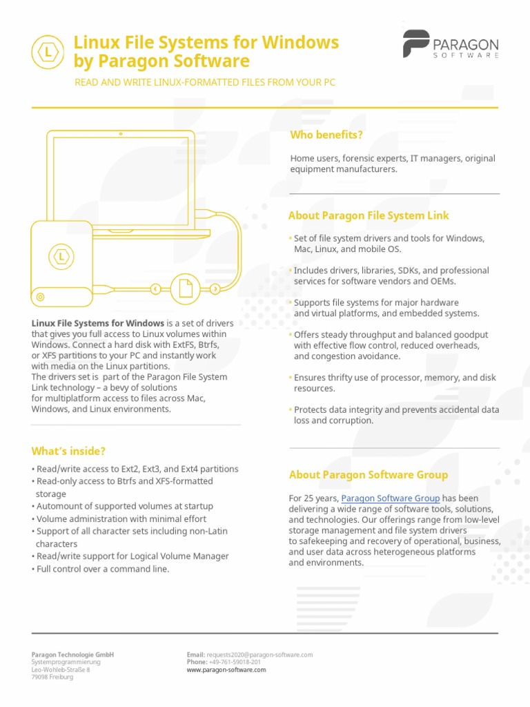 Linux File Systems For Windows One Pager PDF PDF File System
