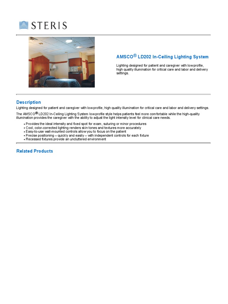 AMSCO® LD202 InCeiling Lighting System PDF Lighting Surgery