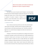 Topic: Investigate The Influence of Service Quality, Word of Mouth and Consumer Trust On The Brand Reputation of E-Commerce Companies in Malaysia