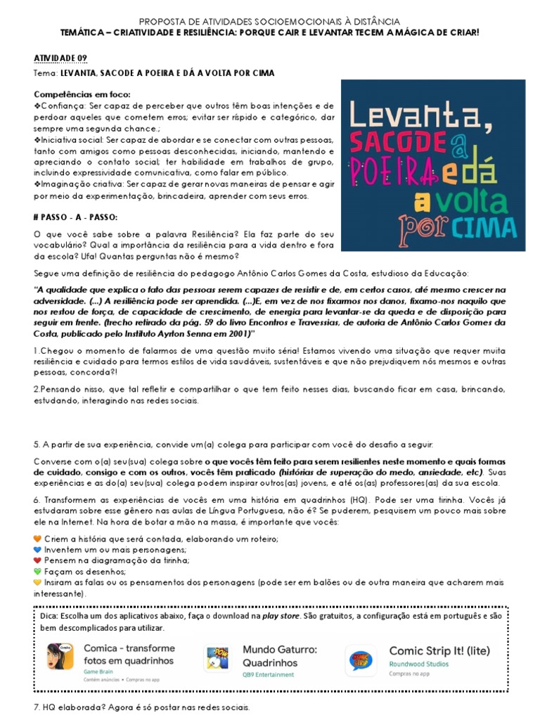 Atividade 09 - Levanta, Sacode A Poeira e Dá A Volta Por Cima! PDF, PDF, Resiliência psicológica