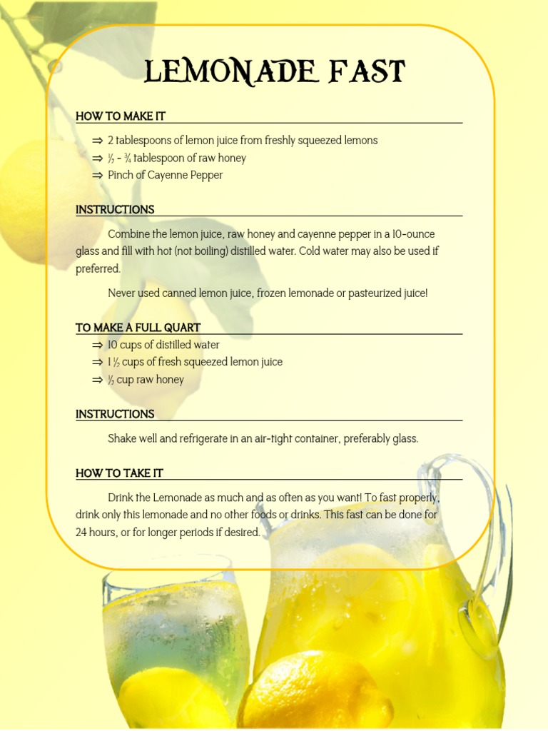 Lemonade Diet Fasting 2019 | PDF
