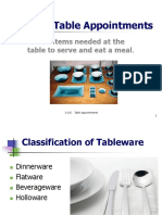 3.01C Table Appointments: All The Items Needed at The Table To Serve and Eat A Meal