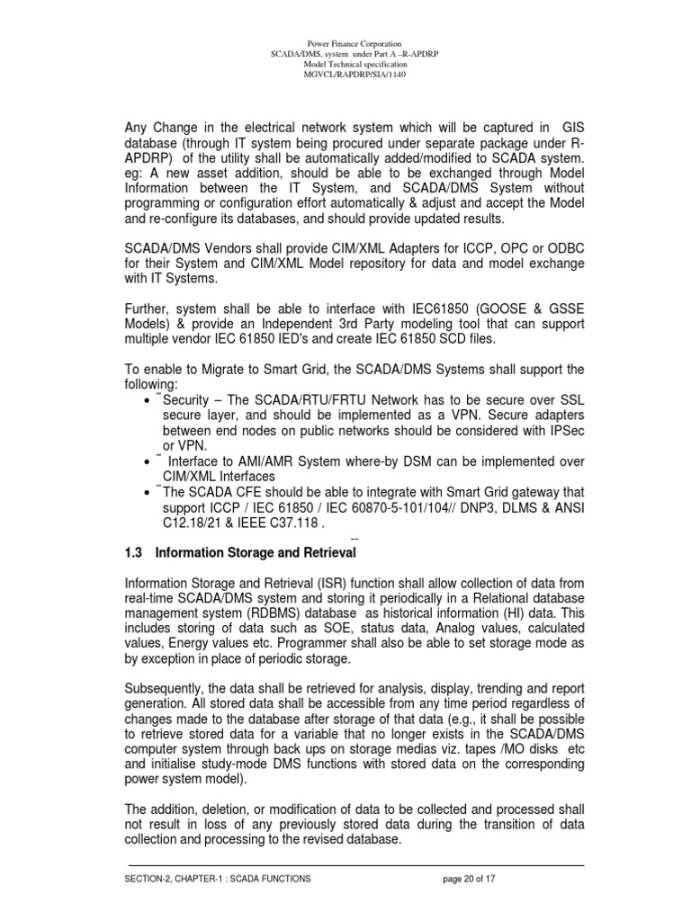 SCADA/DMS Technical Specifications Guide | PDF | Scada | Computer Data ...