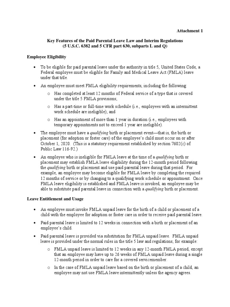 Federal Paid Parental Leave Guidelines | PDF | Family And Medical Leave ...