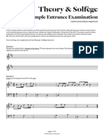 Theory & Solfège: Sample Entrance Examination