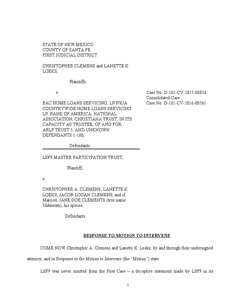 Response to Motion to Intervene in NM Case | PDF | Default Judgment ...