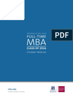 Full Time MBA Class of 2016 Profile Book PDF