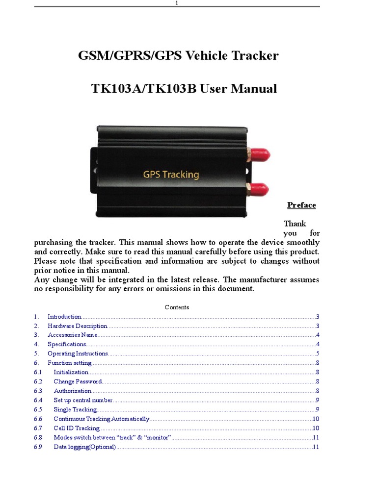TK103B User Manual Ingles Original 160927 | PDF | General Packet Radio ...