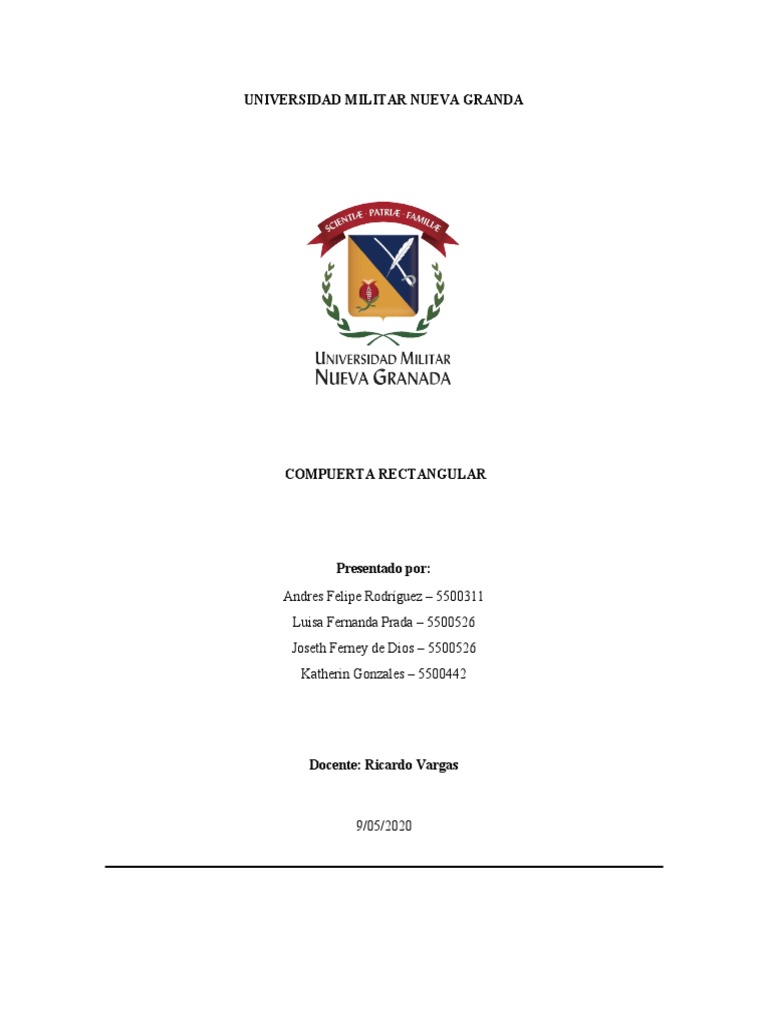 Informe Compuerta Rectangular | PDF | Descarga (hidrología) | Laboratorios