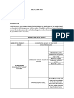 Specification Sheet: Composition To Make 14 Units of Truffles