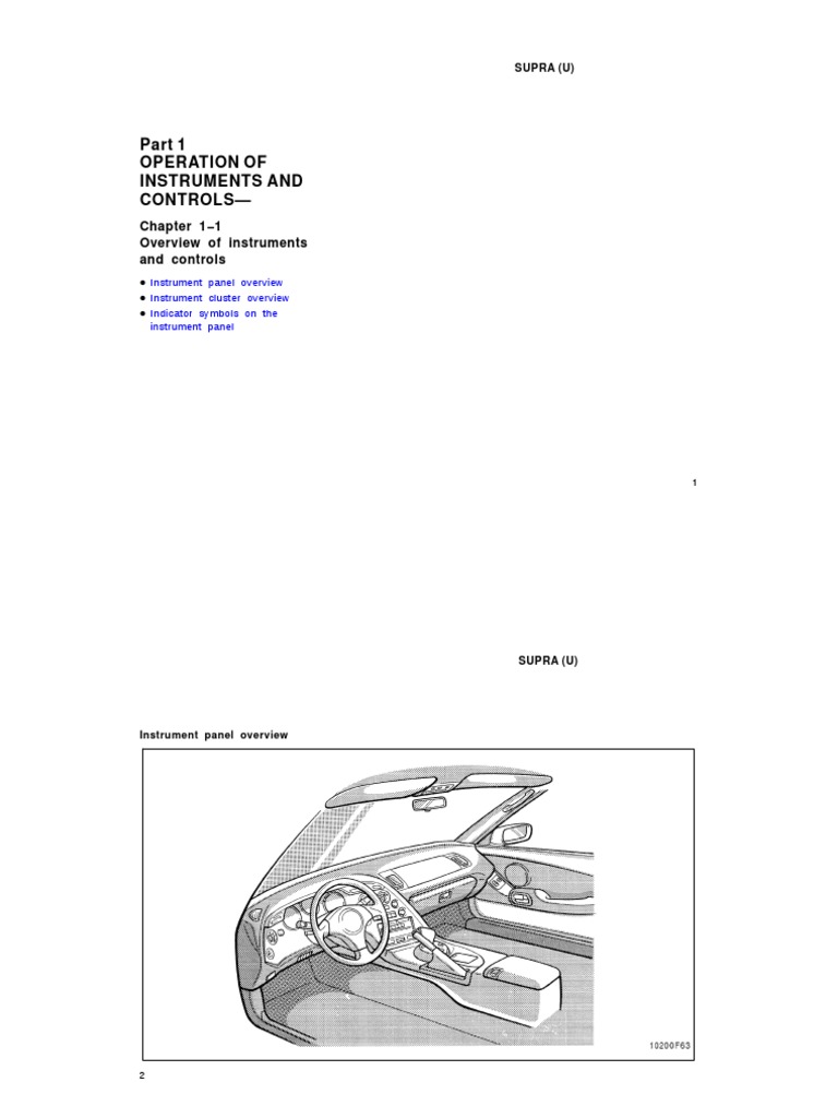 User Manual Toyota Supra MK4 | PDF | Seat Belt | Automatic Transmission