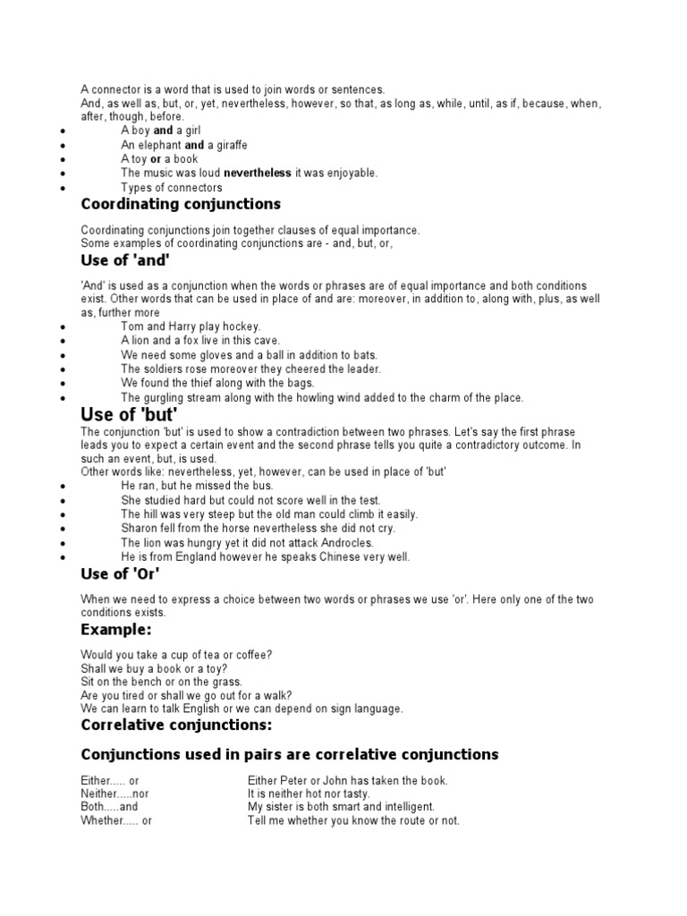 Use of 'But': Coordinating Conjunctions | Download Free PDF ...