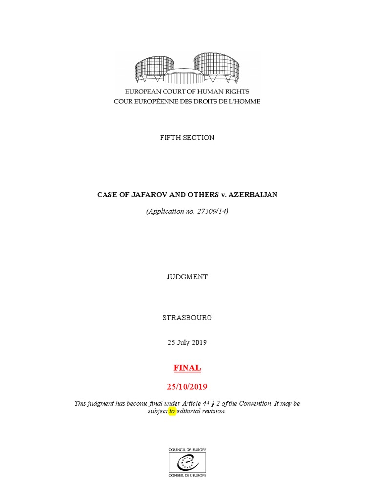 ECHR Caso of Jafarov and Others vs. Azerbaijan Right To Register A