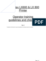 HP Scitex LX600 & LX 800 Printer Operator Training Guidelines and Checklist