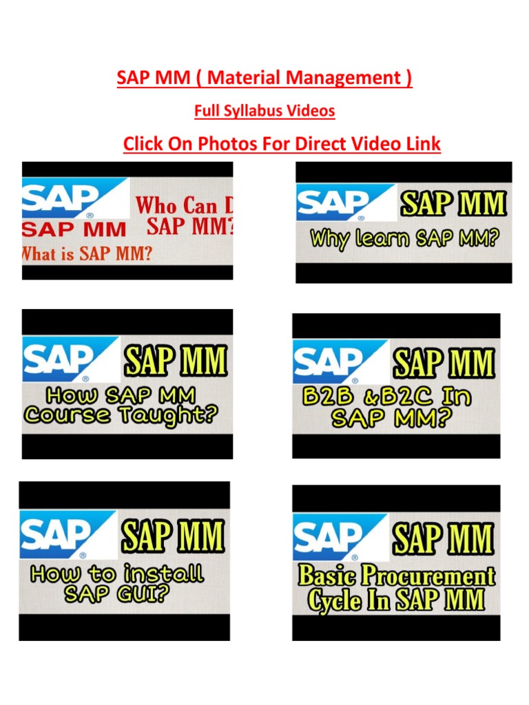 SAP MM Full Course Syllabus Videos | PDF
